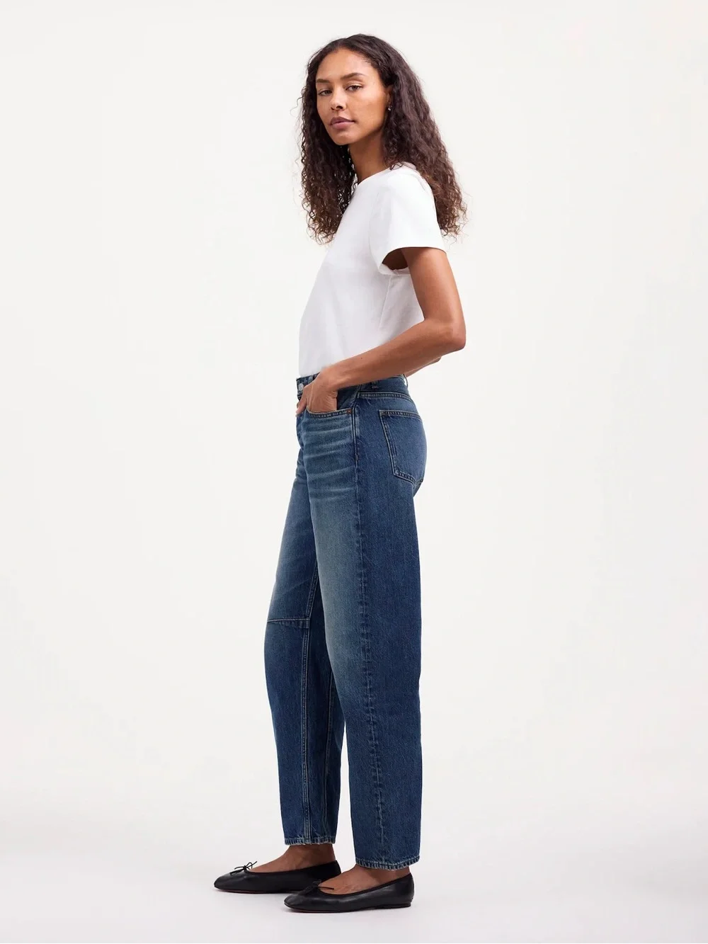 NWT Madewell Darted Barrel Leg Jean 28 Irmo Wash Rigid - Picture 5 of 14